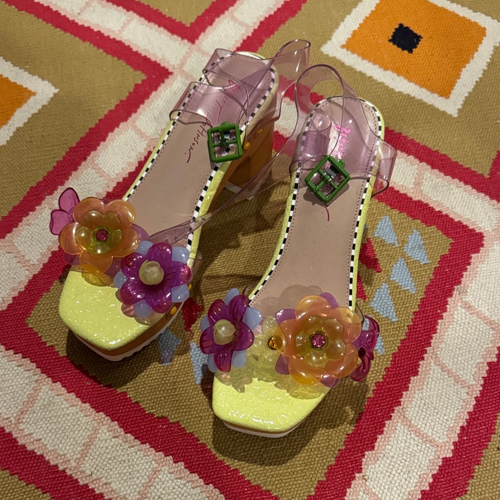 Betsey Johnson Pink and Yellow Floral Heels